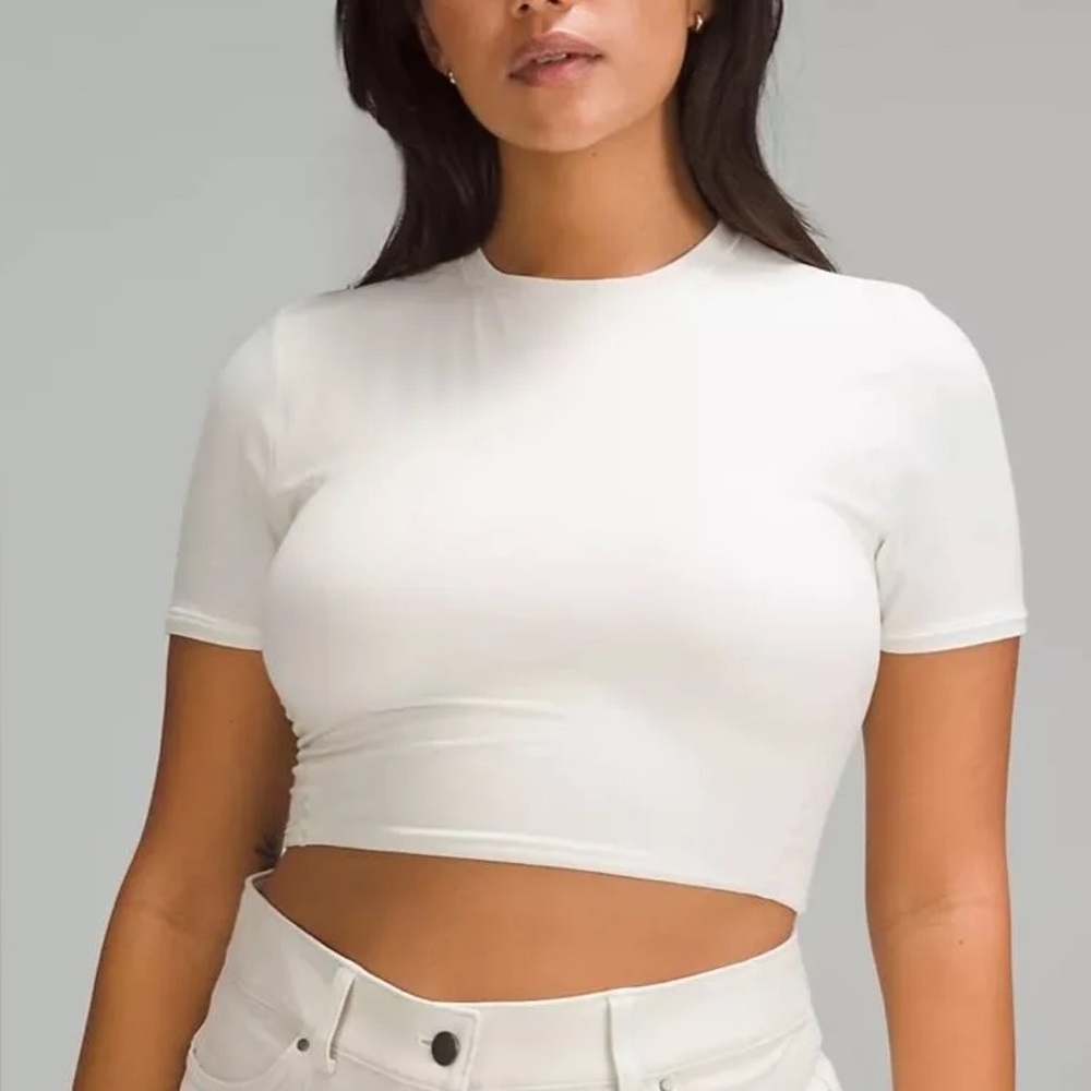 Wundermost Ultra-Soft Nulu Crewneck Cropped T-Shirt Bone